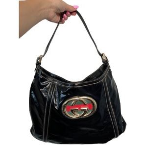 Gucci Black Dialux Coated Fabric Britt Tote Bag